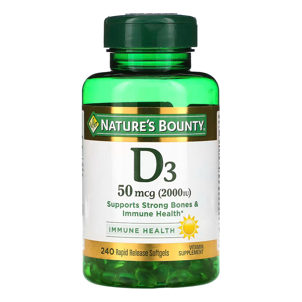 Natures Bounty D3, 50 Mcg (2,000 Iu), Rapid Release Softgels - 240 Count