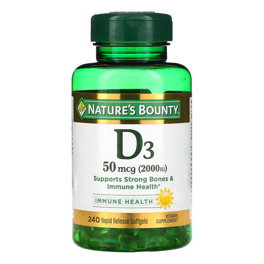 Natures Bounty D3, 50 Mcg (2,000 Iu), Rapid Release Softgels - 240 Count