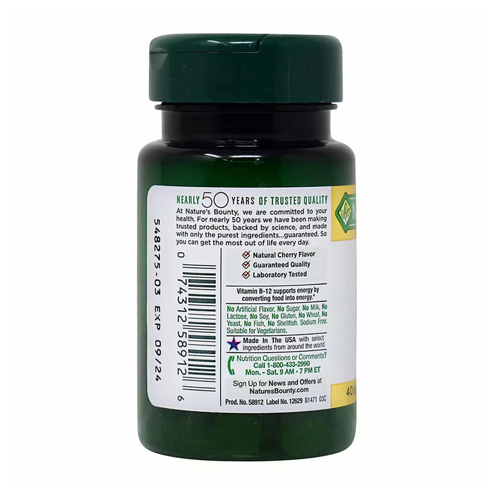 Nature'S Bounty Vitamin B12 5000 Mcg Quick Dissolve Tablets, Natural Cherry 40 Ea