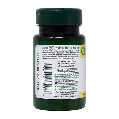 Nature'S Bounty Vitamin B12 5000 Mcg Quick Dissolve Tablets, Natural Cherry 40 Ea