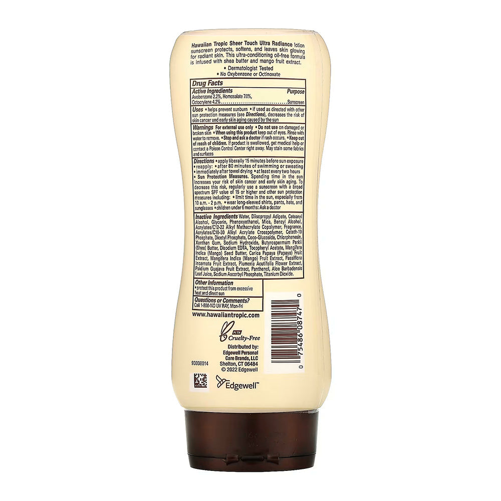 Hawaiian Tropic Sheer Touch, Lotion Sunscreen Ultra Radiance Spf 30, 8 Oz