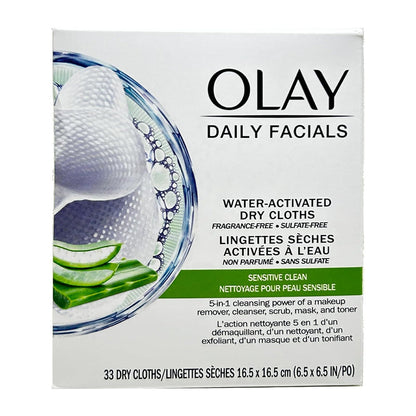 Olay 4 In 1 Daily Facial Cloths, Sensitive And Fragrance Free - 33 Ea