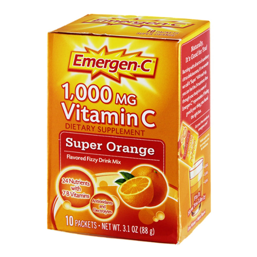Emergen-C 1000 Mg Vitamin C Super Orange Fizzy Drink Mix - 10 Ea