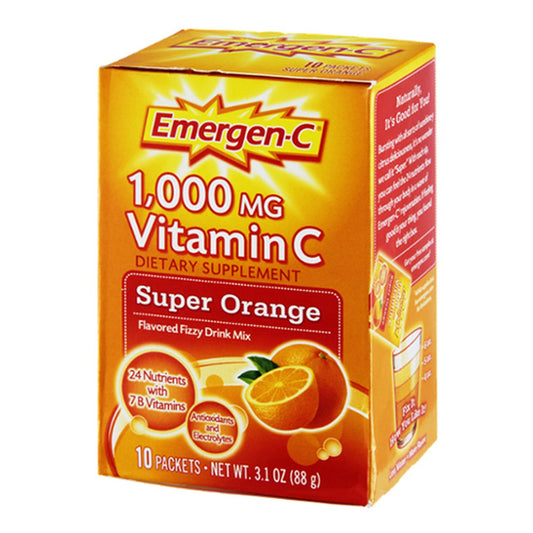 Emergen-C 1000 Mg Vitamin C Super Orange Fizzy Drink Mix - 10 Ea