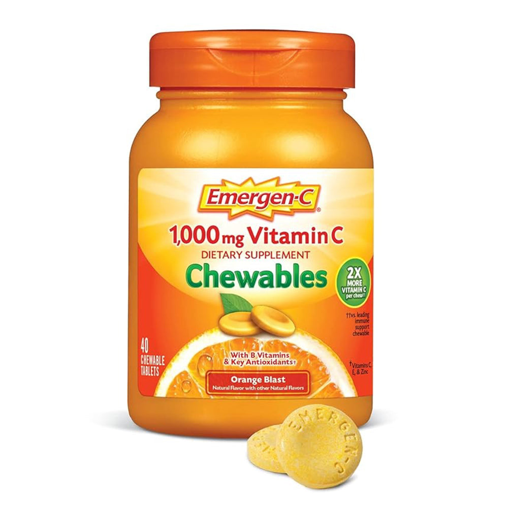 Emergen-C 1000 Mg Vitamin C Orange Blast Chewable Tablets, 40 Ea