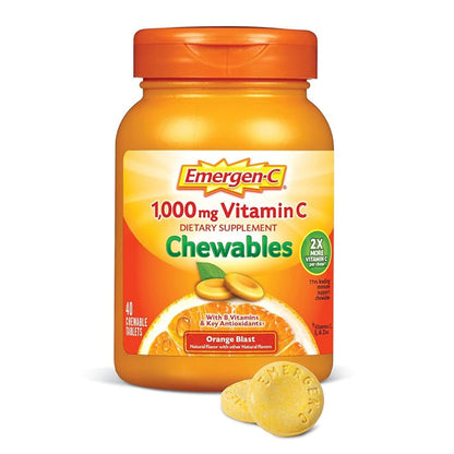 Emergen-C 1000 Mg Vitamin C Orange Blast Chewable Tablets, 40 Ea
