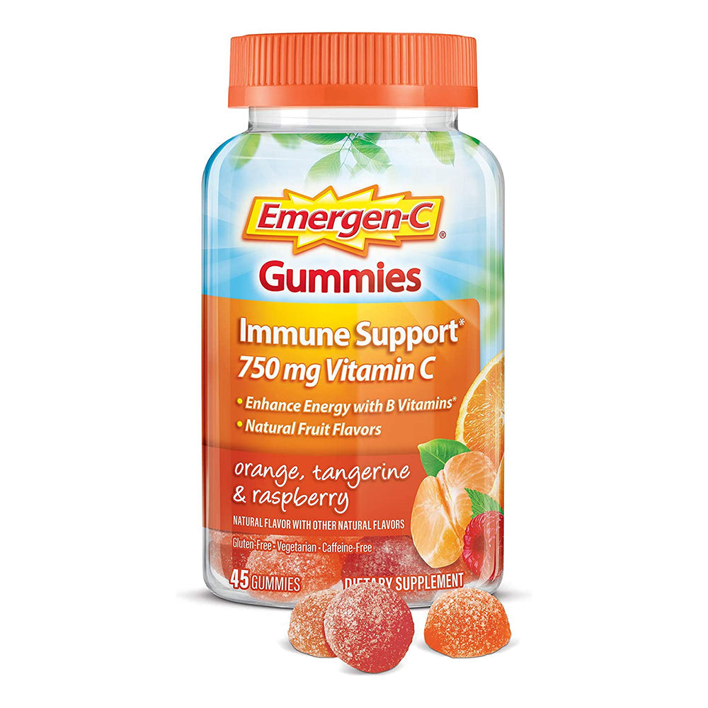 Emergen-C 750Mg Vitamin C Gummies For Adults Orange, Tangerine And Raspberry Flavors - 45 Count