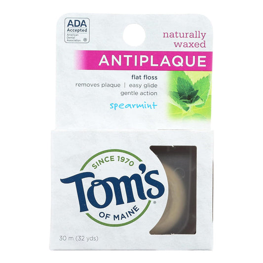 Tom'S Of Maine Naturally Waxed Anti-Plaque Flat Floss Spearmint 32 Yards