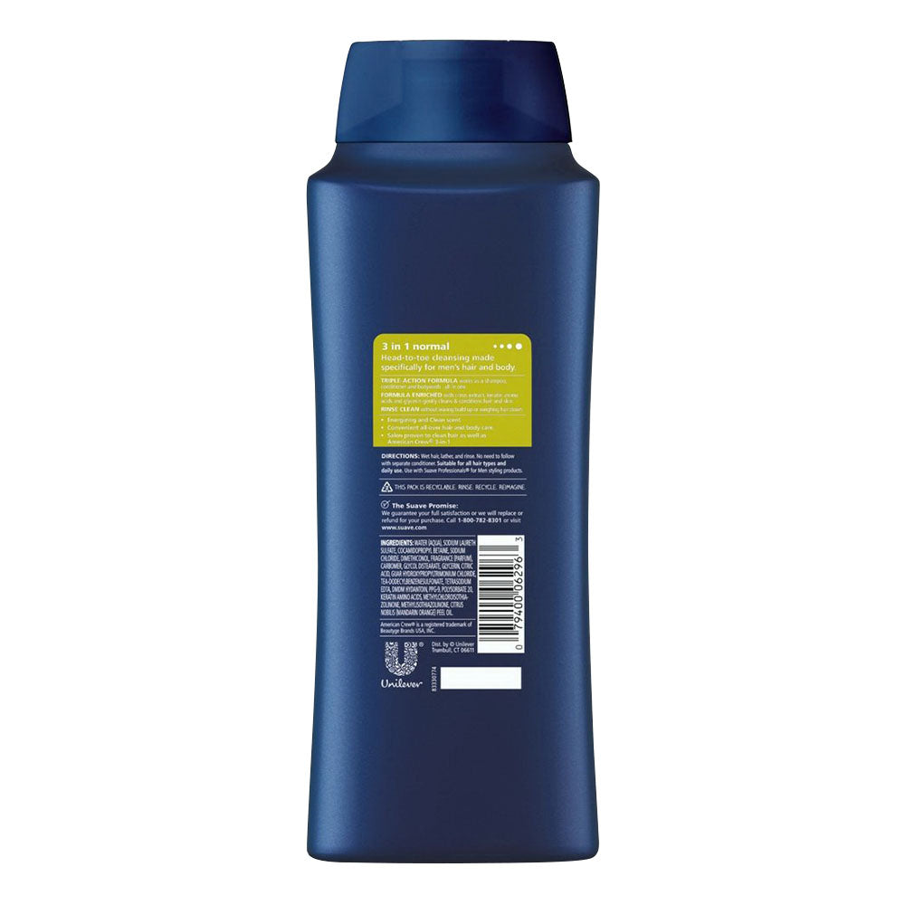 Suave Men 3-In-1 Shampoo Conditioner Body Wash 28 Oz