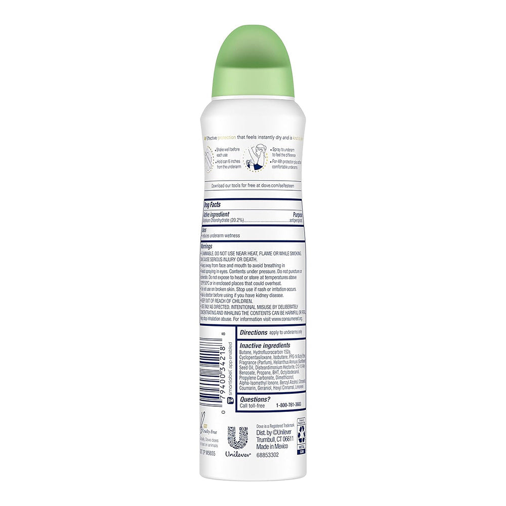 Dove Advanced Care Dry Spray Antiperspirant Deodorant For Women, Cool Essentials, 3.8 Oz