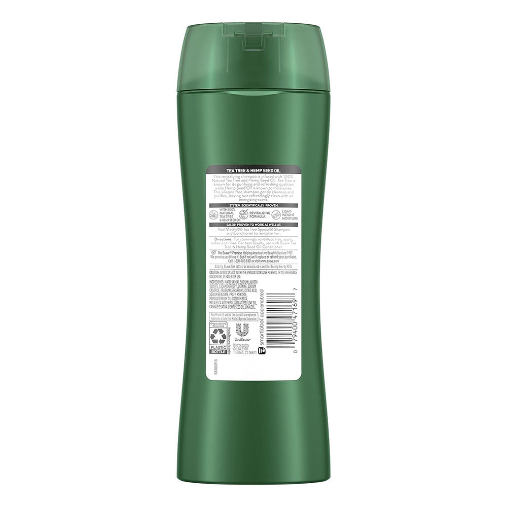 Suave Clarifying Shampoo For Oily Hair Tea Tree Hemp Seed Oil Paraben Free 12.6 Oz
