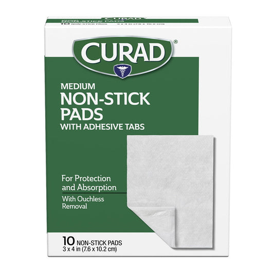 Curad Non-Stick Pads With Adhesive Tabs, 3 X 4, 10 Count