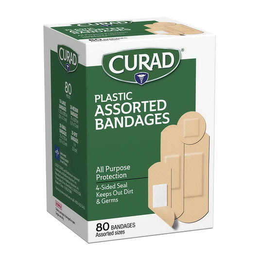 Curad Plastic Bandages Assorted Sizes, 80 Ea