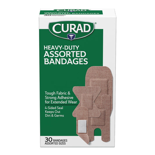 Curad Cur14924Rb Heavy Duty Bandages - Assorted Sizes (30-Piece/Box)