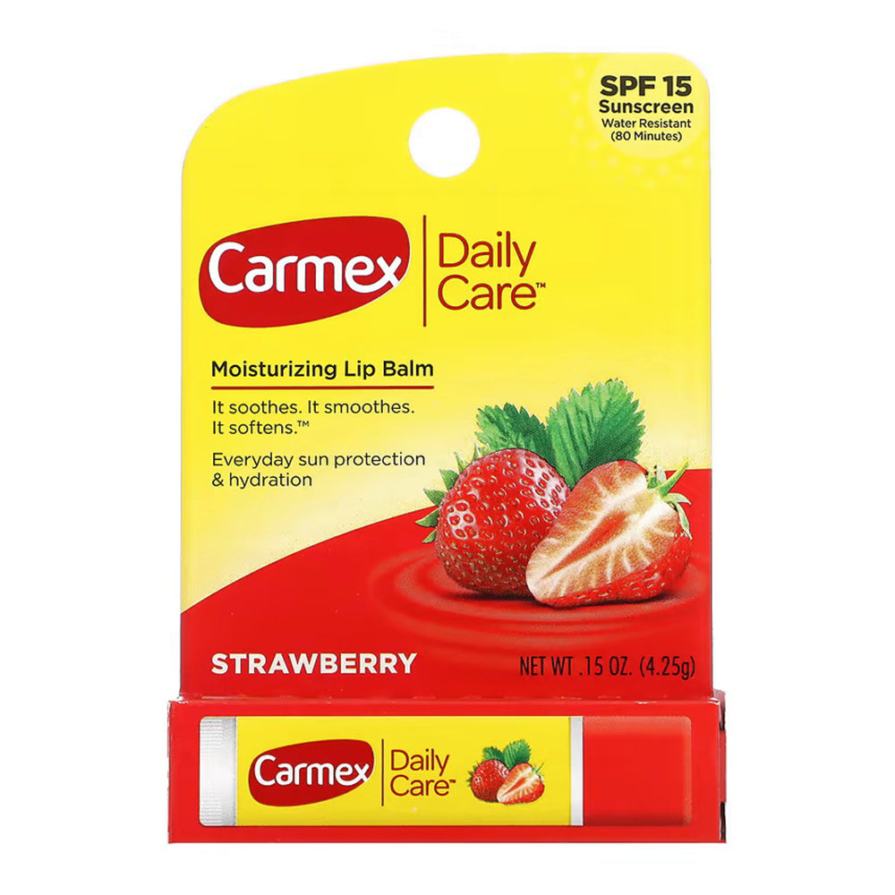 Carmex Daily Care Moisturizing Lip Balms With Octinoxate, Oxybenzone, Spf 15, Strawberry