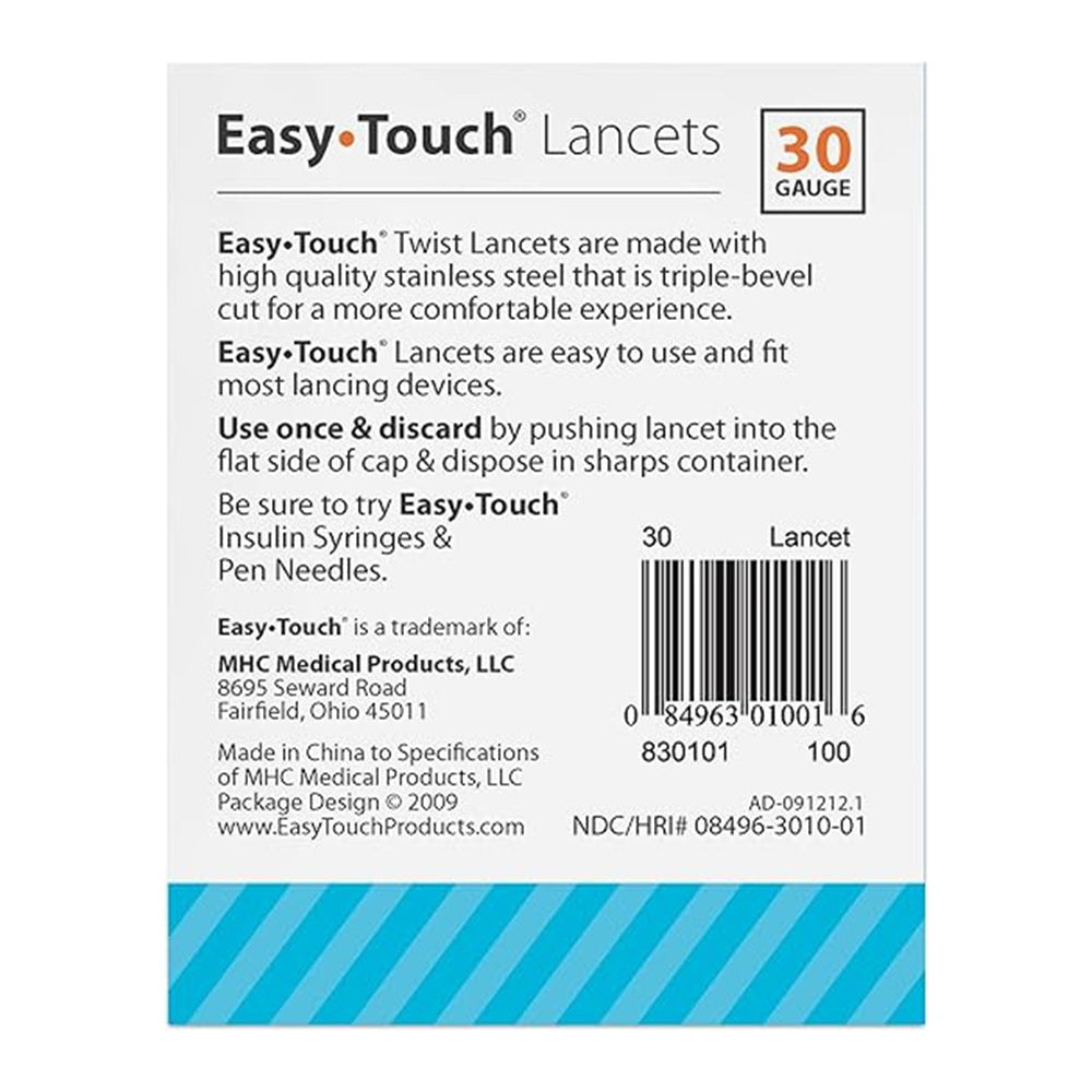 Easy Touch Twist Lancets 30 Gauge 100 Each