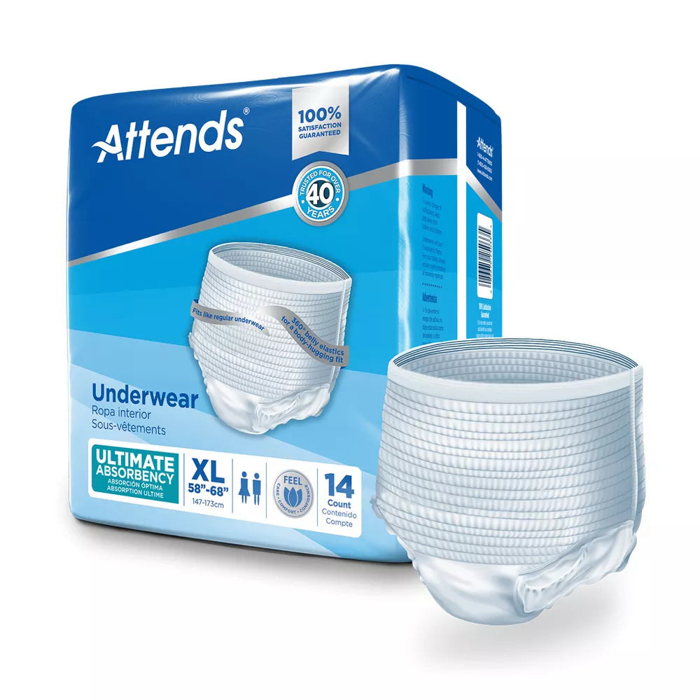 Attends Super Plus Underwear, Xl, Extra Large, Heavy Absorbency, App0740 White
