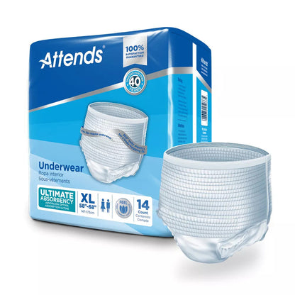 Attends Super Plus Underwear, Xl, Extra Large, Heavy Absorbency, App0740 White