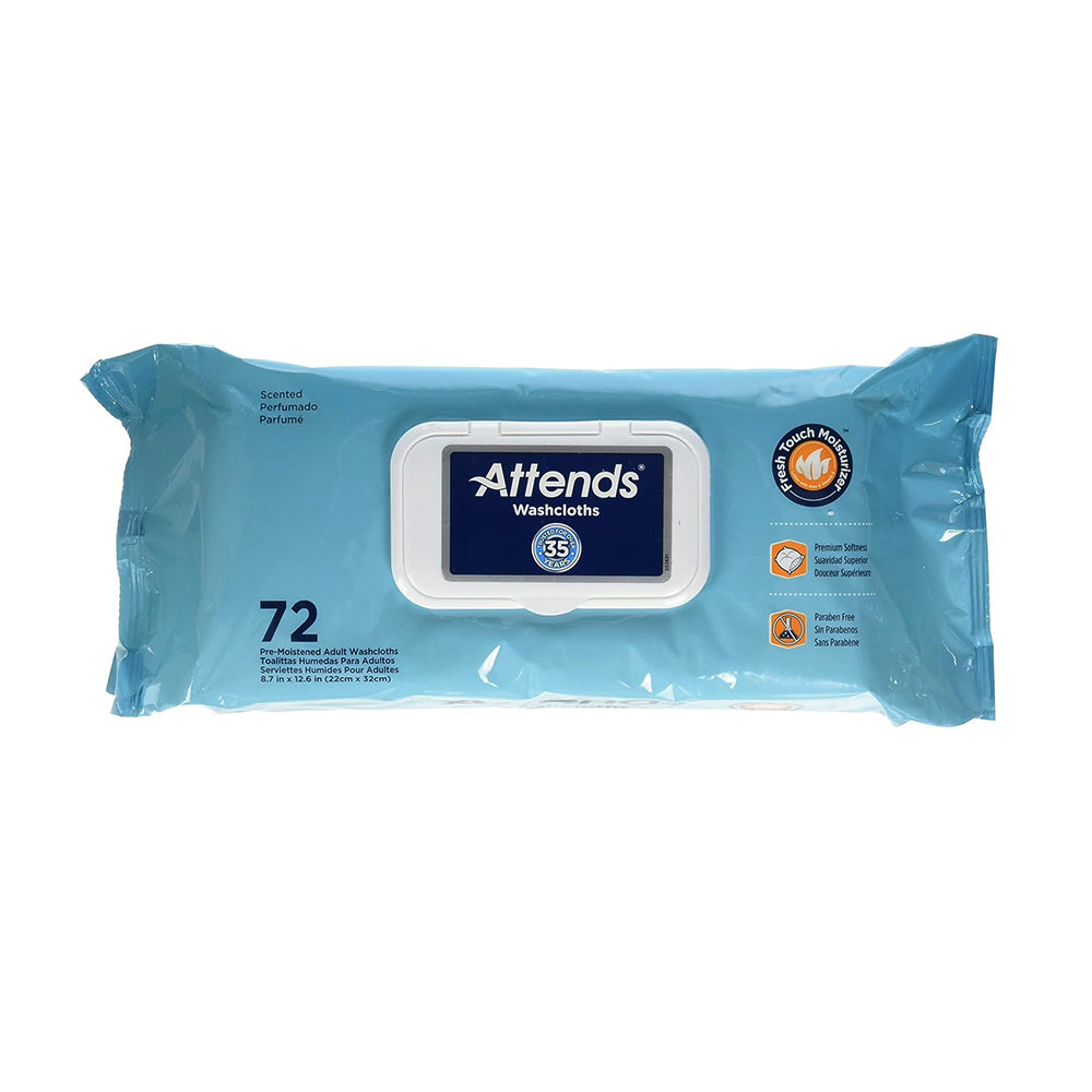 Attends Adult Wet Washcloths With Pop-Up Lid Wipe - 48 Ea