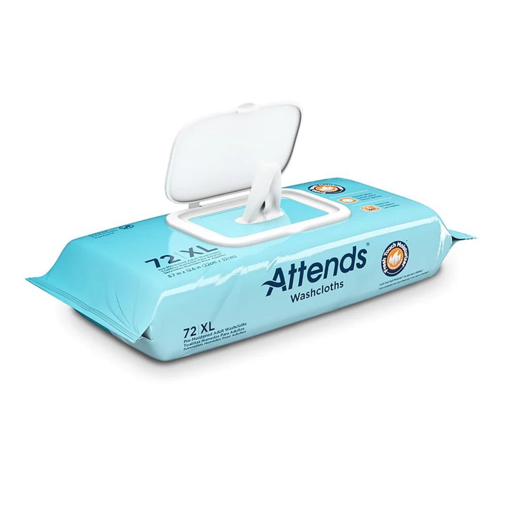 Attends Adult Wet Washcloths Convenience Pack With Aloe - 72 Wipes