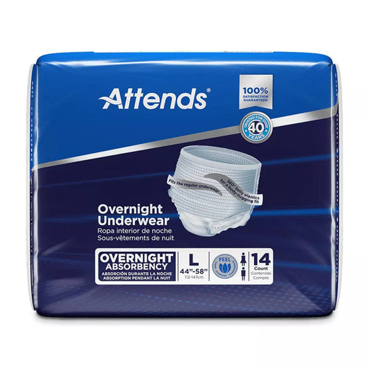 Attends Incontinence Care Underwear For Adults, Overnight, Large, 14 Count