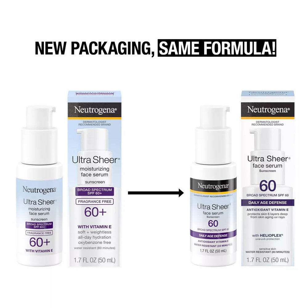 Neutrogena Ultra Sheer Moisturizing Face Serum With Vitamin E & Spf 60, 1.7 Fl Oz
