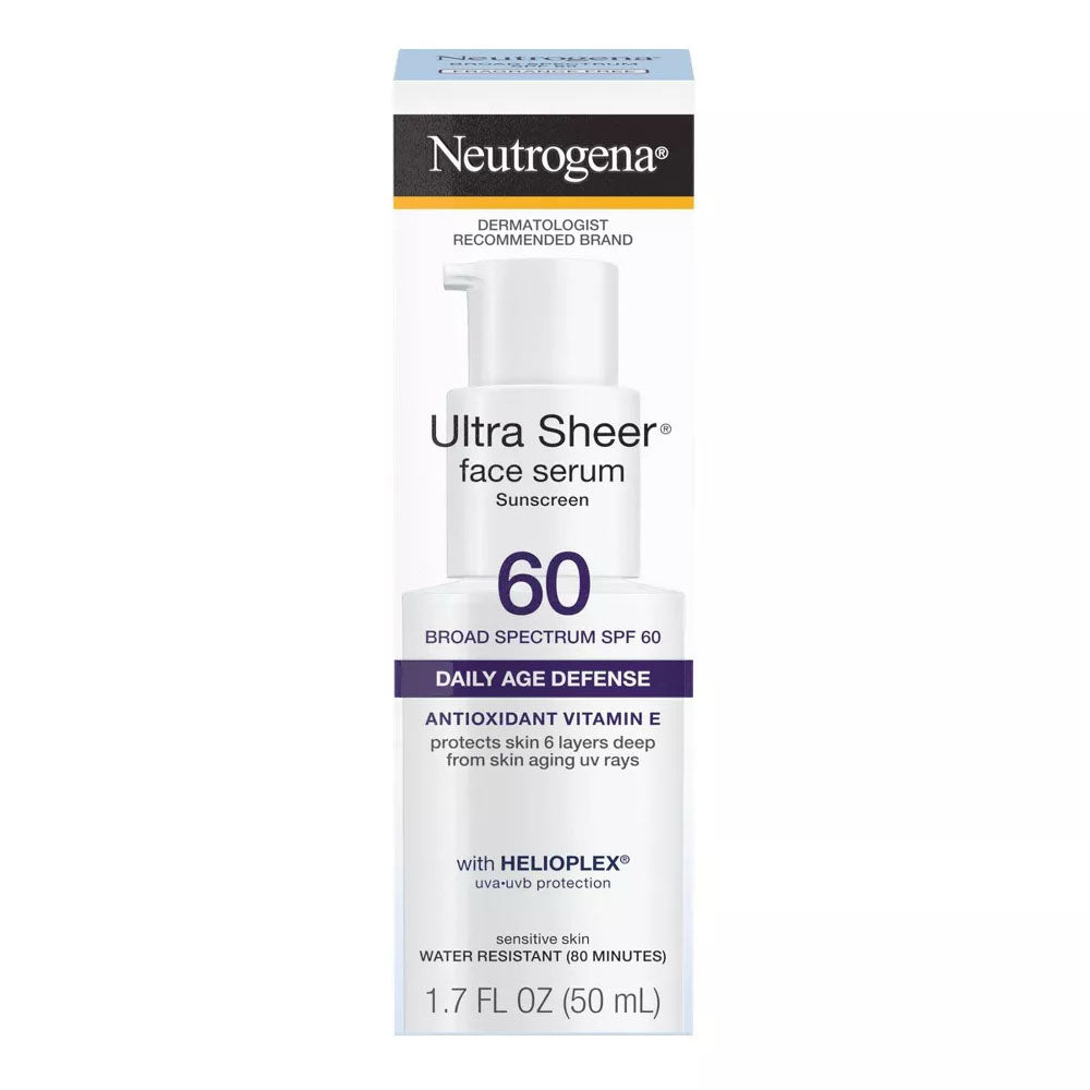 Neutrogena Ultra Sheer Moisturizing Face Serum With Vitamin E & Spf 60, 1.7 Fl Oz