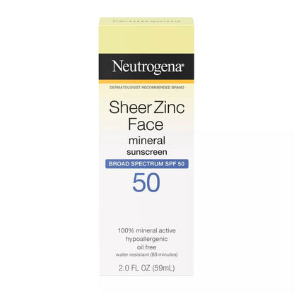 Neutrogena Sheer Zinc Oxide Dry-Touch Face Sunscreen With Broad Spectrum Spf 50, 2 Fl Oz