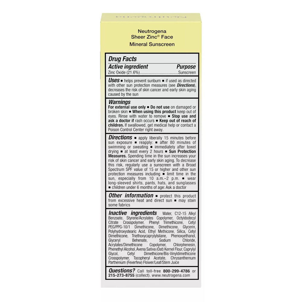 Neutrogena Sheer Zinc Oxide Dry-Touch Face Sunscreen With Broad Spectrum Spf 50, 2 Fl Oz
