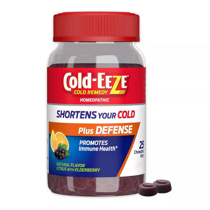 Cold-Eeze Plus Defense Natural Citrus & Elderberry Zinc Chewable Gels, 25 Ct