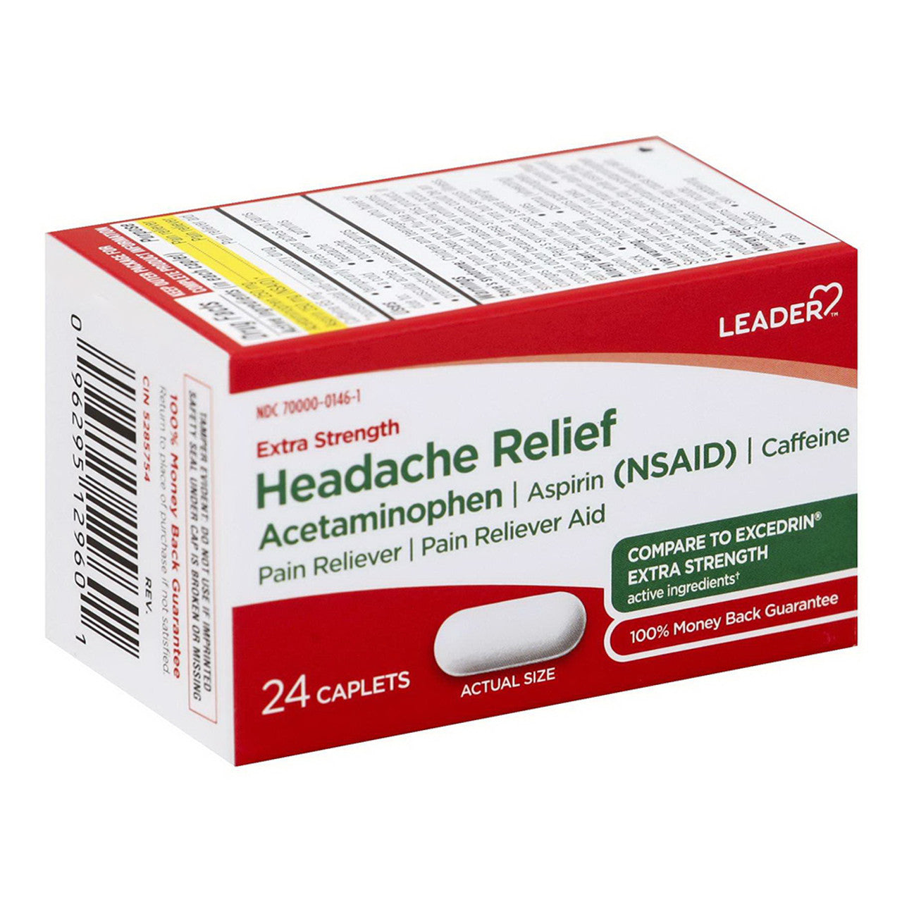 Leader Headache Relief Extra Strength Caplets - 24 Ea