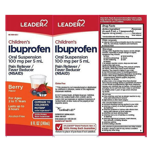 Leader Children's Ibuprofen Oral Suspension 100 Mg Berry - 8 Oz