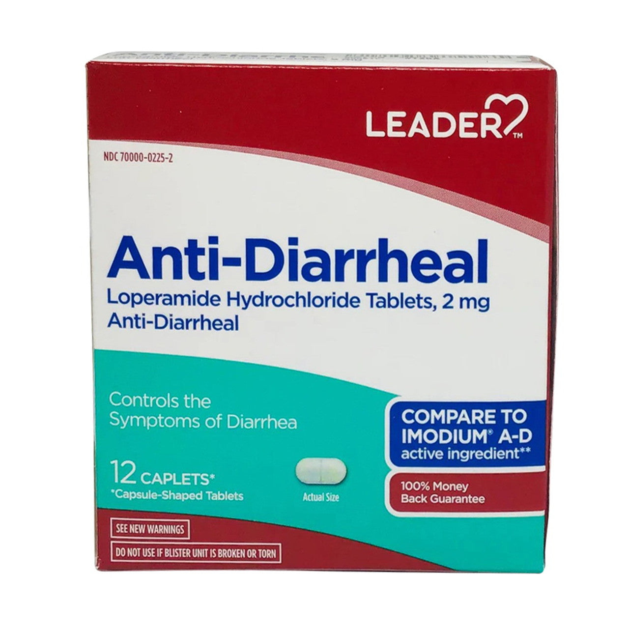 Leader Anti Diarrheal Loperamide Hcl 2 Mg Caplets - 12 Ea