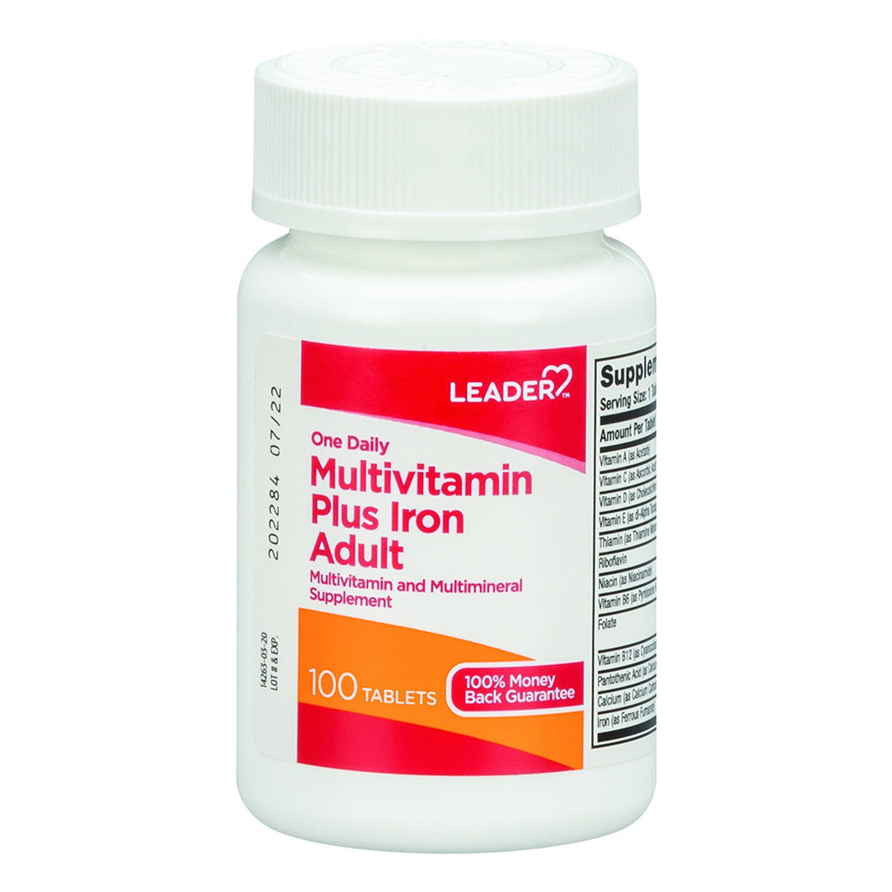 Leader Multivitamin Plus Iron One Daily Adult Tablets - 100 Ea