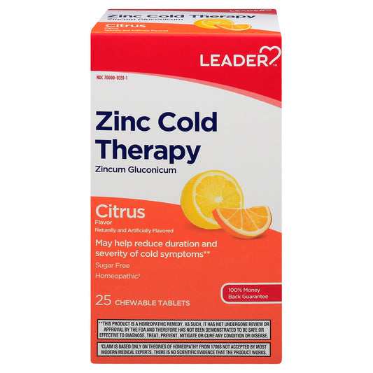 Leader Zinc Cold Therapy Chewable Tablets Citrus - 25 Ct