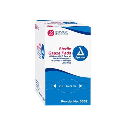 Dynarex Sterile Gauze Pads 2 Inch X 2 Inch Sterile 100 Each