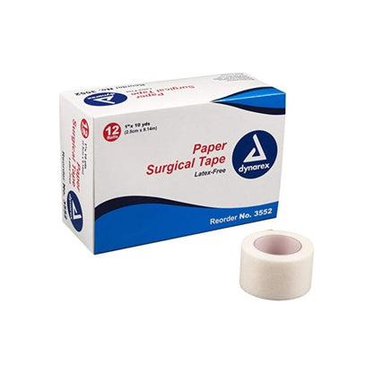 Dynarex Paper Surgical Tape 1 Inch Hypoallergenic 120 Yards (12 Rolls)