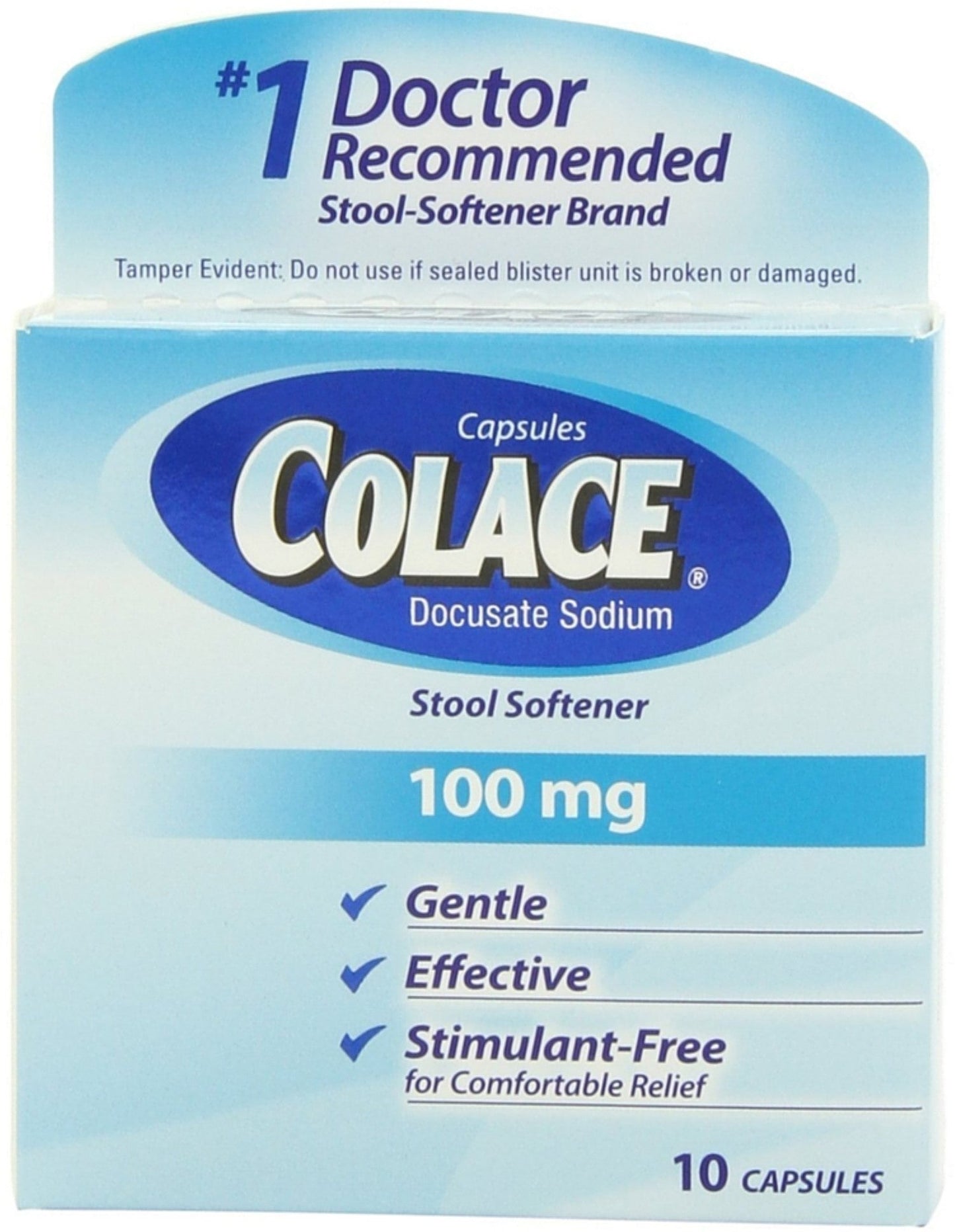 Colace Regular Strength Stool Softener, 100 mg Capsules - 10 Ct