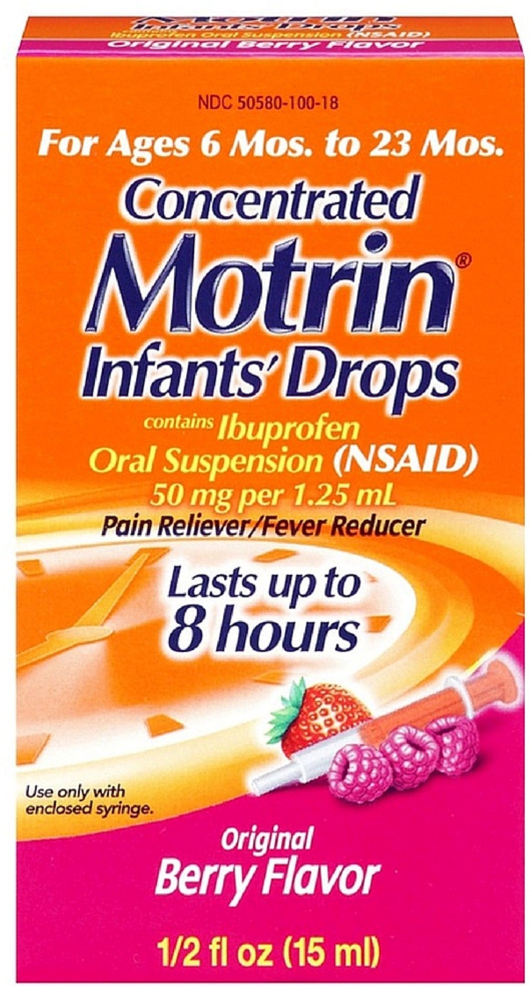 Motrin Concentrated Infants' Drops Pain Reliever/Fever Reducer, Berry Flavor 0.50 Oz