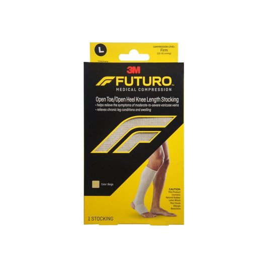 Futuro Therapeutic Knee Length Stocking Open Toe/Heel Firm Large Beige 1 Each