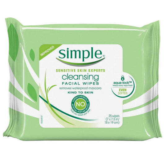 Simple Kind To Skin Facial Wipes Cleansing 25 Ct
