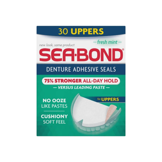 Sea-Bond Denture Adhesive Wafers Uppers Fresh Mint 30 Each