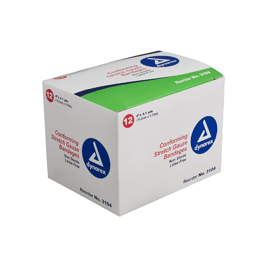 Dynarex Conforming Stretch Gauze Bandages 4 Inch Non-Sterile 12 Each