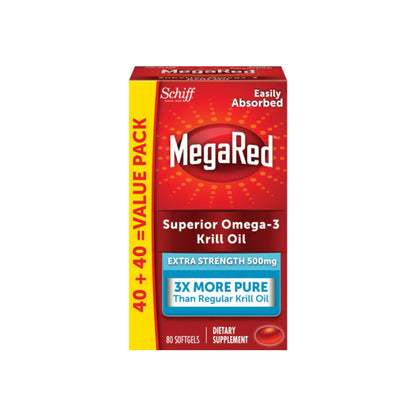 Megared 500Mg Extra Strength Omega-3 Krill Oil 80 Ea
