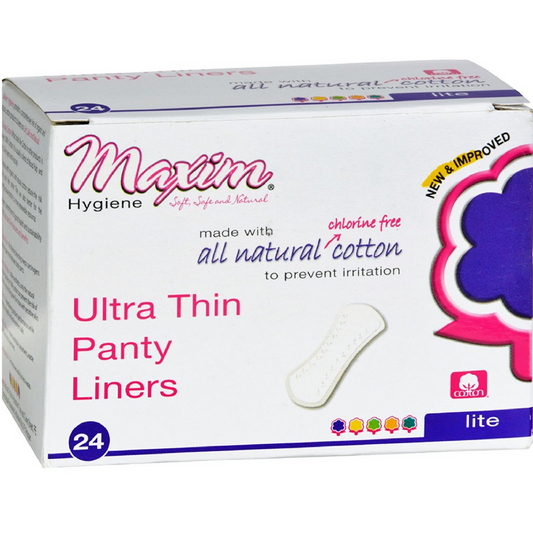 Maxim Natural Cotton Ultra Thin Panty Liners, Lite, Unscented 24 Ea
