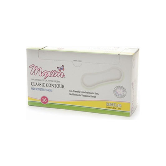 Maxim Hygiene Products Natural Classic Contour Pads, Regular, Unscented 16 Ea
