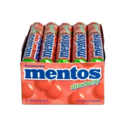 Mentos Strawberry Roll 15 Rolls (1.32 Oz Per Roll)