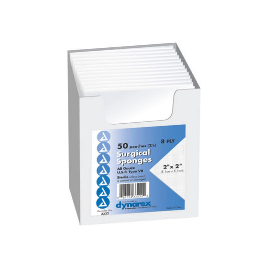 Dynarex Gauze Sponge Sterile 2X2 8Ply 50 Ea
