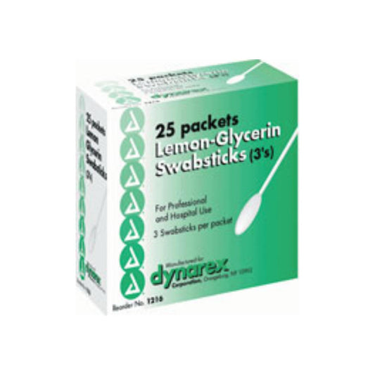 Dynarex Lemon Glycerin Swabsticks 25 Pack (3Ct Per Pack)