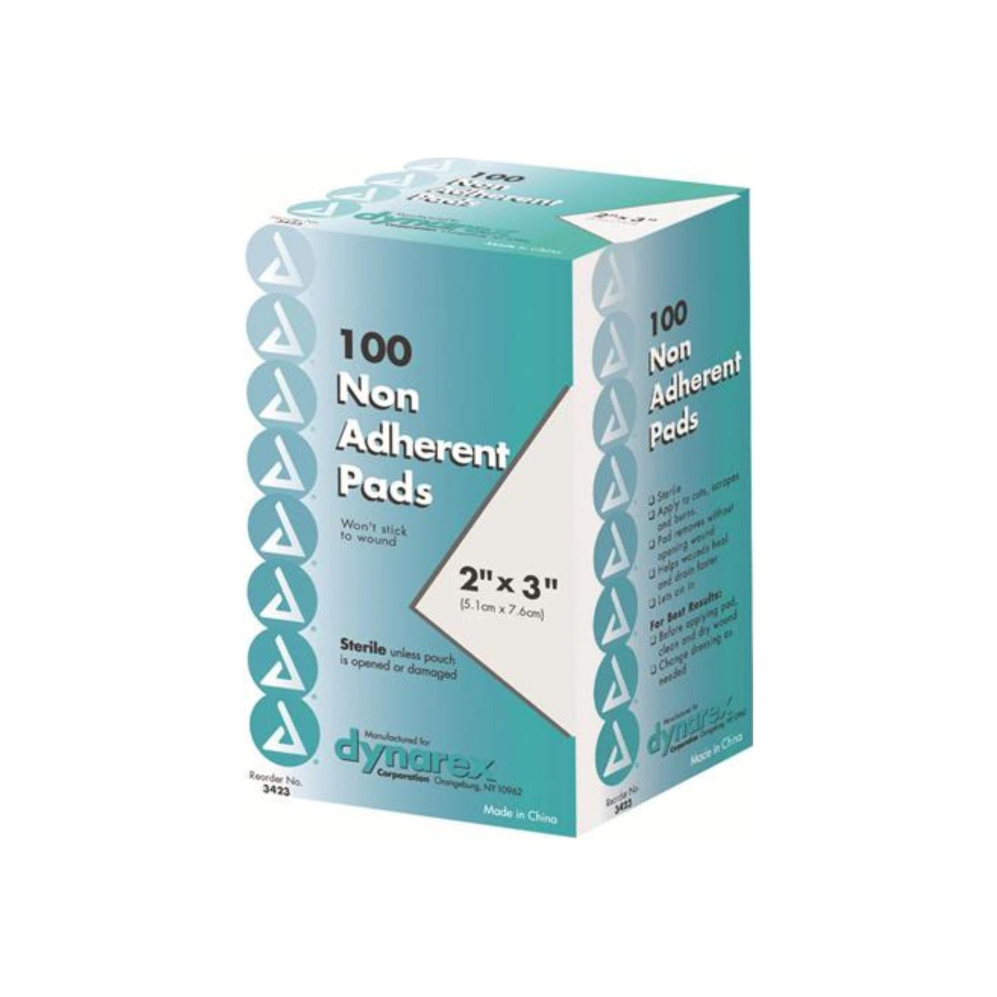 Dynarex 2" X 3" Non-Adherent Sterile Pads 100 Ea